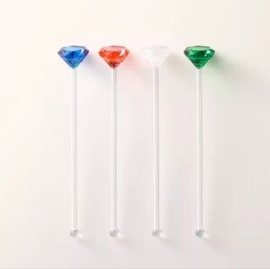Kate Spade Acrylic Gem Stir Sticks 4 Piece Set NWT